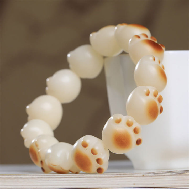 Bracelet de paix en forme de patte de chat mignon avec Buddha Stones et graines de Bodhi - 16-17 mm - image 1