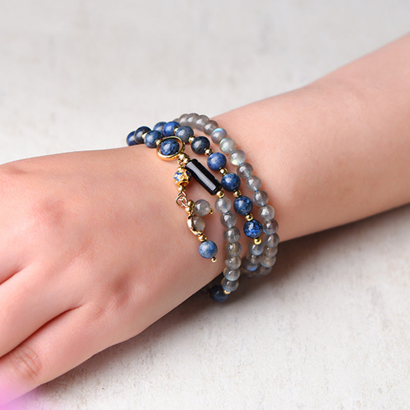 Bracelet apaisant et positif en Buddha Stones, pierre de lune, lazurite et lapis-lazuli - image 10