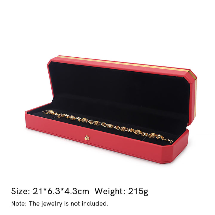 Coffret de rangement pour bijoux Coffret cadeau en cuir PU - Rouge - Boîte à chaîne (21*6,3*4,3 cm) - image 22