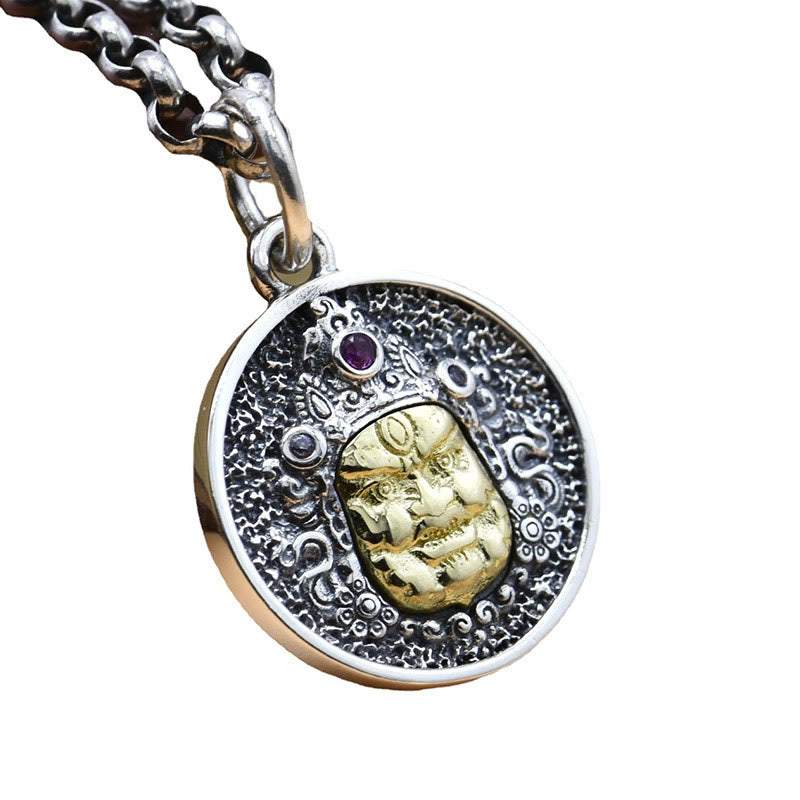 Collier pendentif spirituel Dorje Vajra en argent sterling 925 avec Buddha Stones Zakiram Déesse de la richesse