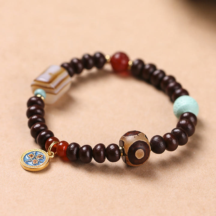 Bracelet en perles de Bodhi violettes naturelles du Tibet Buddha Stones et perles Dzi Dieu de la richesse et de la sagesse