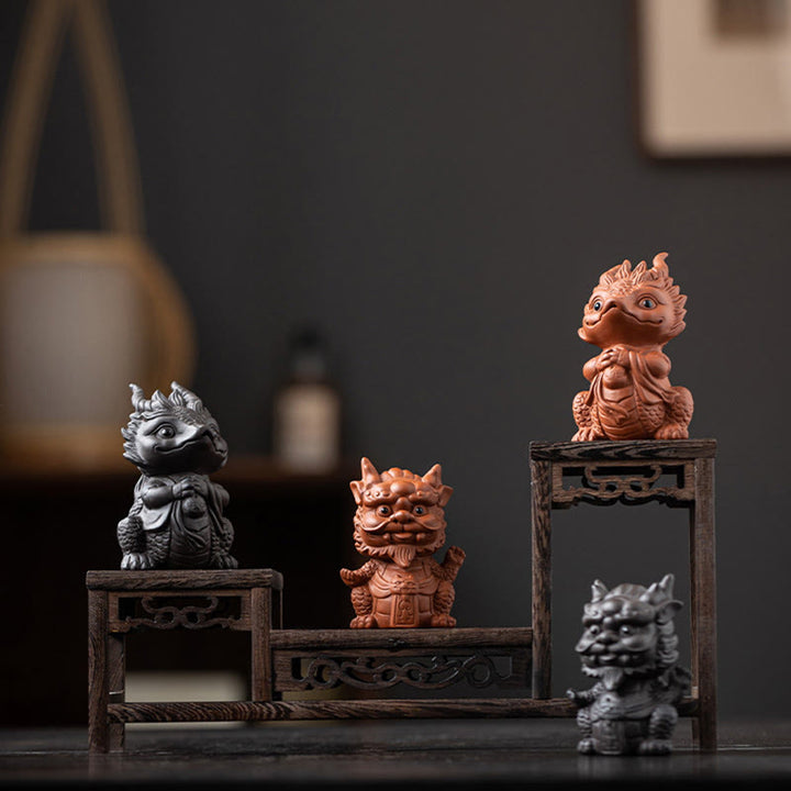 Figurine en argile violette Buddha Stones bonheur et une richesse