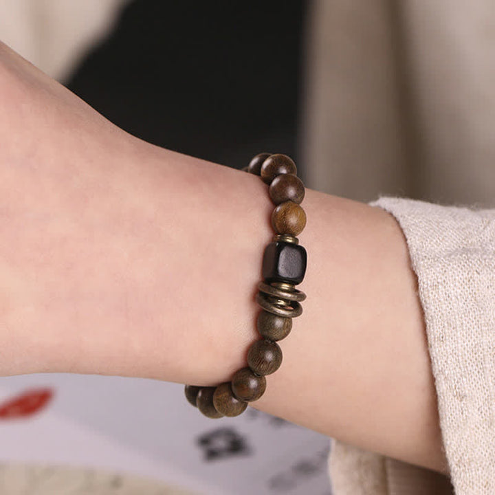 Bracelet tibétain apaisant en cristal de bois de santal vert