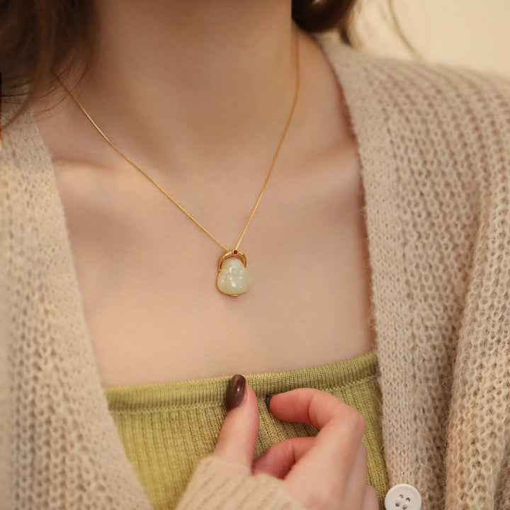 Buddha Stones en argent sterling 925 et jade Hetian naturel avec Bouddha rieur - image 4