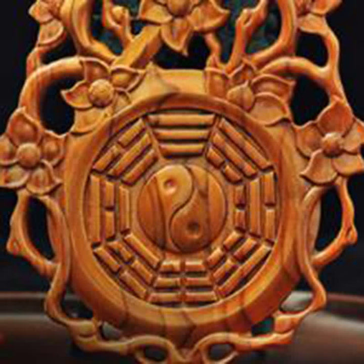 Carte Feng Shui Bagua Bois de pêcher Nœud chinois Carte énergétique d'équilibre
