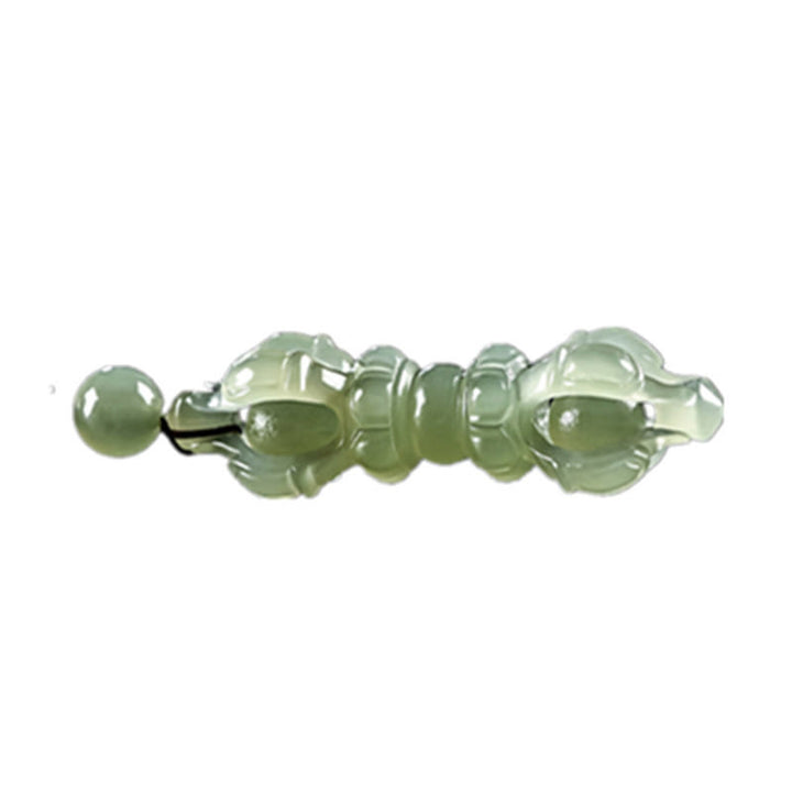 Collier pendentif tibétain en jade cyan Hetian naturel et jade blanc Dorje Vajra gravé