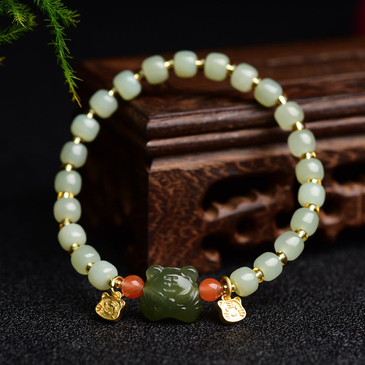 Bracelet d'abondance en jade porte-bonheur du zodiaque chinois