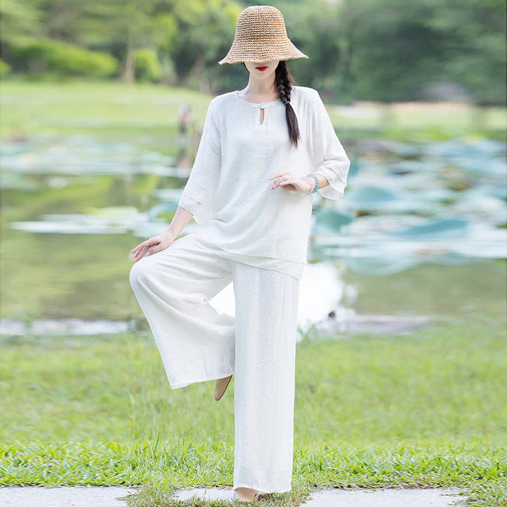 Ensemble de vêtements pour femme Tai Chi Méditation Prière Zen Spirituel Matin Pratique - image 9