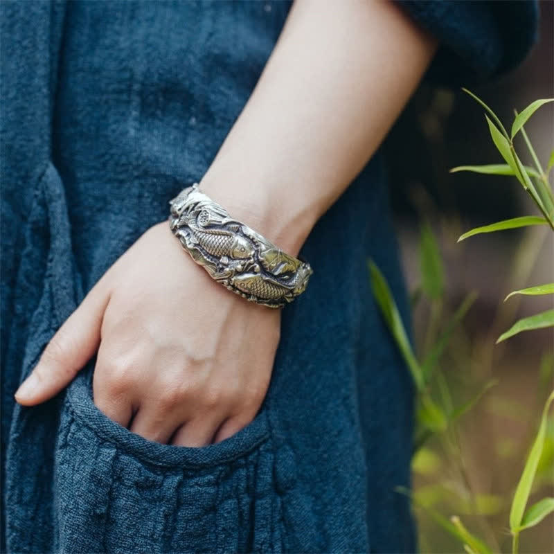 Buddha Stones Buddha Stones Poisson Koi Lotus Bracelet Chance Richesse
