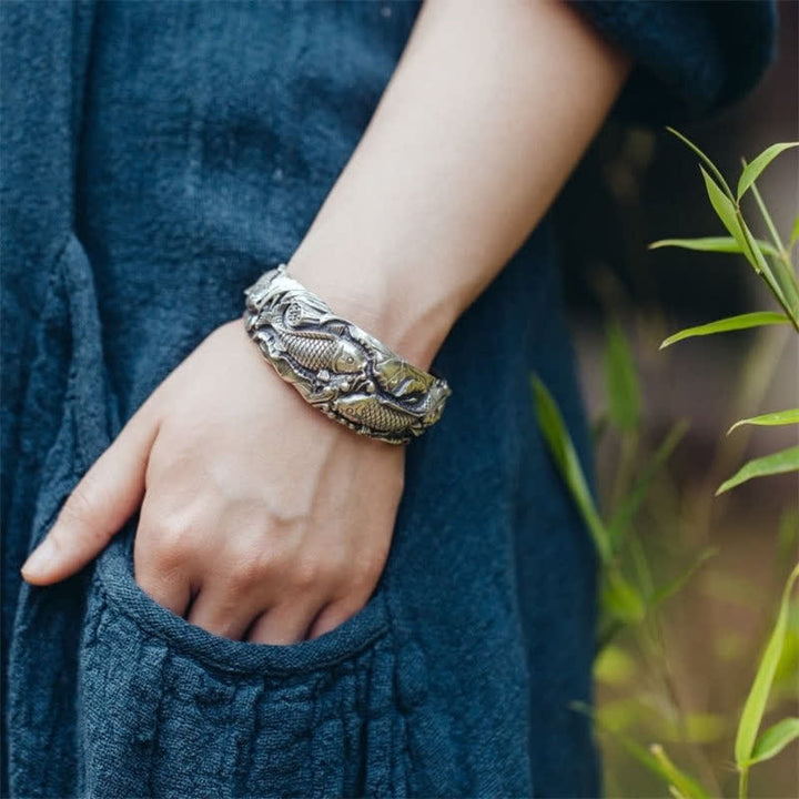 Buddha Stones Buddha Stones Poisson Koi Lotus Bracelet Chance Richesse