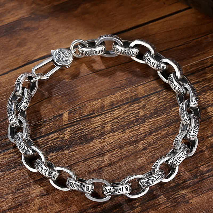 Bracelet jonc en argent sterling 925 Buddha Stones et gravure Om Mani Padme Hum