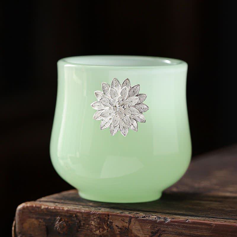 Tasse à thé en céramique Buddha Stones Lotus Dragon Phoenix Flower