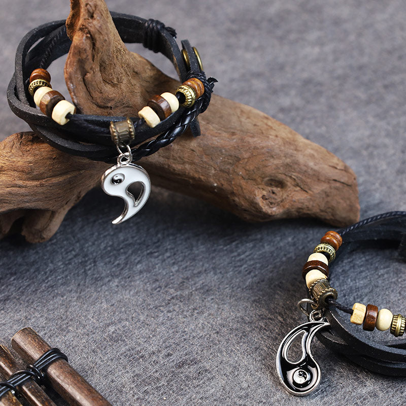 Bracelet d'équilibre de couple pendentif Yin Yang