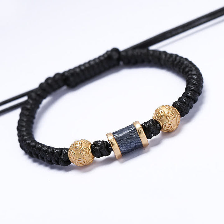 Bracelet en fil tressé avec perles en cuivre et argent sterling 999 de Buddha Stones