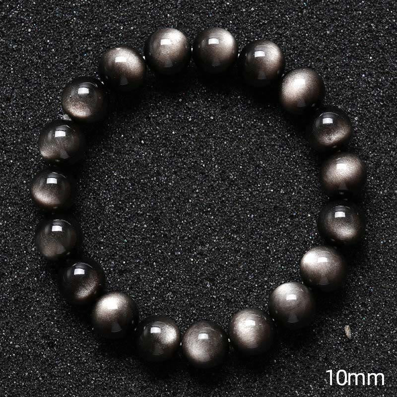 Bracelet de protection apaisant en obsidienne naturelle argentée de Buddha Stones
