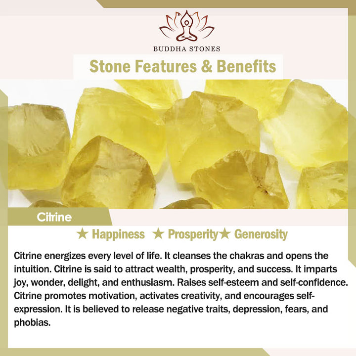 Collier pendentif force bonheur citrine Sutra du cœur