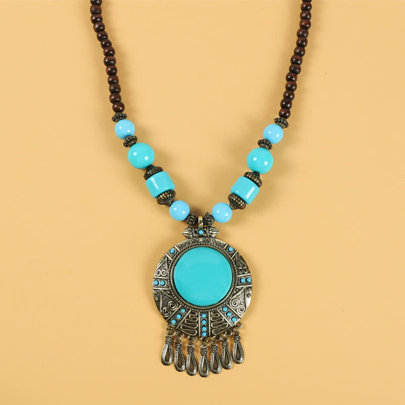 Accessoires pour cheveux avec pompons en perles rétro tibétaines - Goutte d'eau bleue - image 14