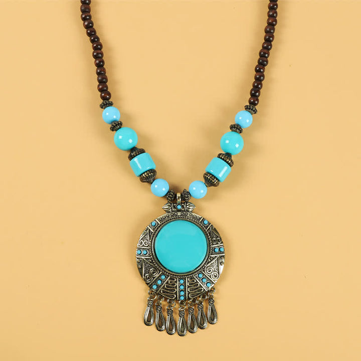 Accessoires pour cheveux avec pompons en perles rétro tibétaines - Goutte d'eau bleue - image 14