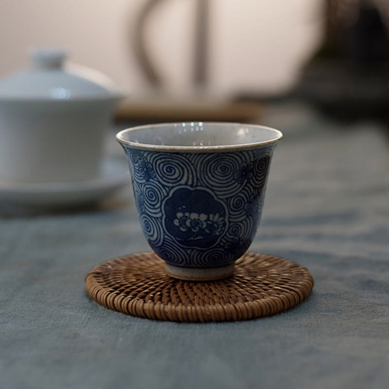 Buddha Stones Jingdezhen Porcelaine Bleue et Blanche Peinte à la Main Fleur de Lotus Tasse à Thé en Céramique Tasses à Thé Kung Fu