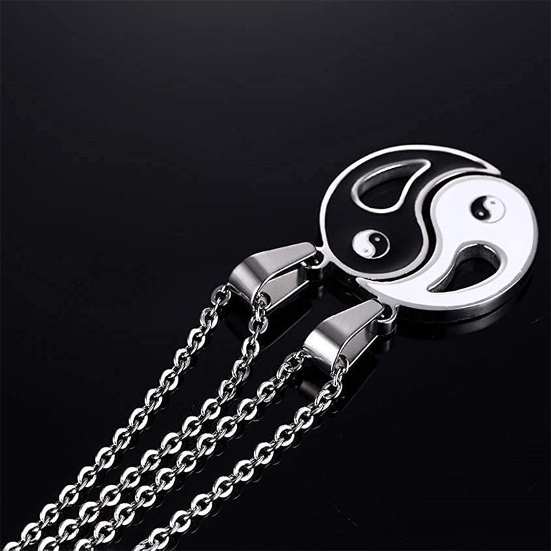 Collier avec pendentif Yin Yang pour couple, 2 pièces