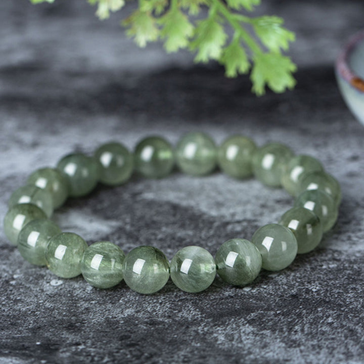 Bracelet de bénédiction et de richesse en cristal vert naturel Buddha Stones