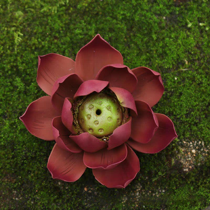 Brûleur d'encens tibétain en Buddha Stones Lotus Positive Peace