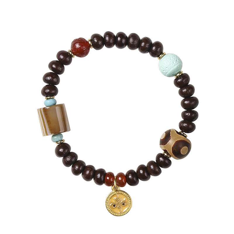 Bracelet en perles de Bodhi violettes naturelles du Tibet Buddha Stones et perles Dzi Dieu de la richesse et de la sagesse