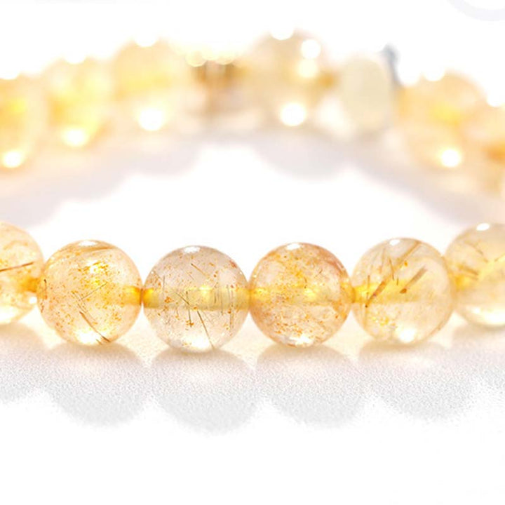 Bracelet porte-bonheur et breloque lune en citrine