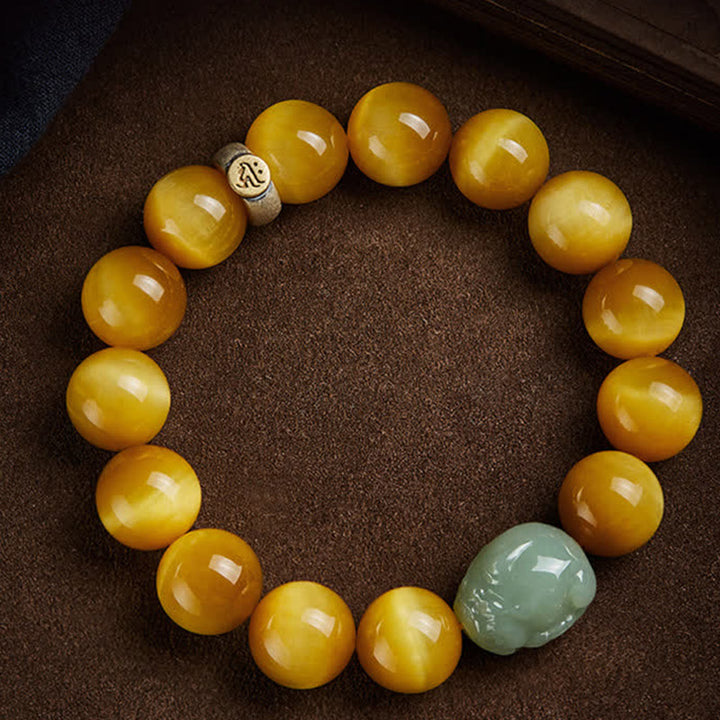 Bracelet de protection en jade Pixiu œil de tigre Bouddha natal du zodiaque chinois