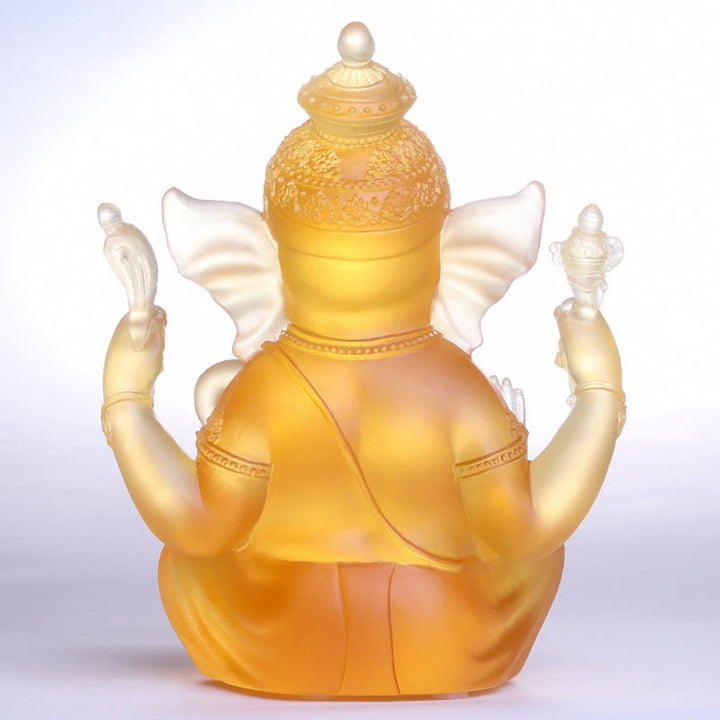 Buddha Stones faites à la main Ganesh Ganpati Figurine d'éléphant Liuli Pièce d'art en cristal Statue de protection Décoration de la maison