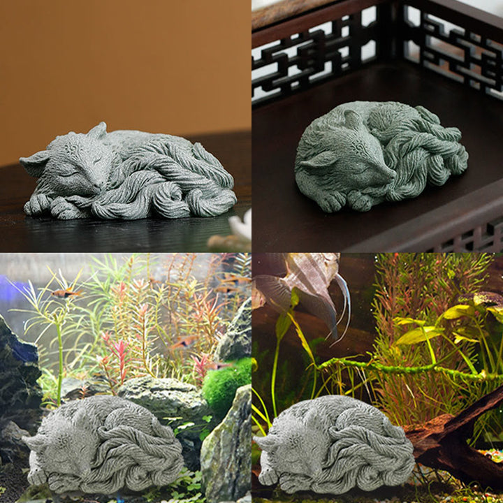 Buddha Stones Petit Renard à Neuf Queues Protection Maison Thé Animal Figurine Décoration