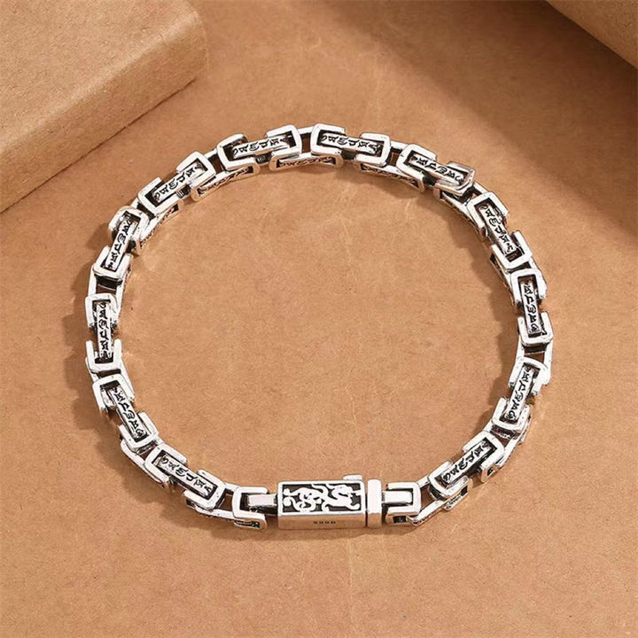 Bracelet porte-bonheur en cuivre gravé Buddha Stones et dragon Om Mani Padme Hum