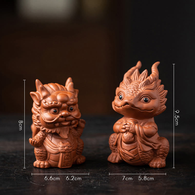 Figurine en argile violette Buddha Stones bonheur et une richesse - Roi Dragon + Fille Dragon (Un couple de bruns) - image 17