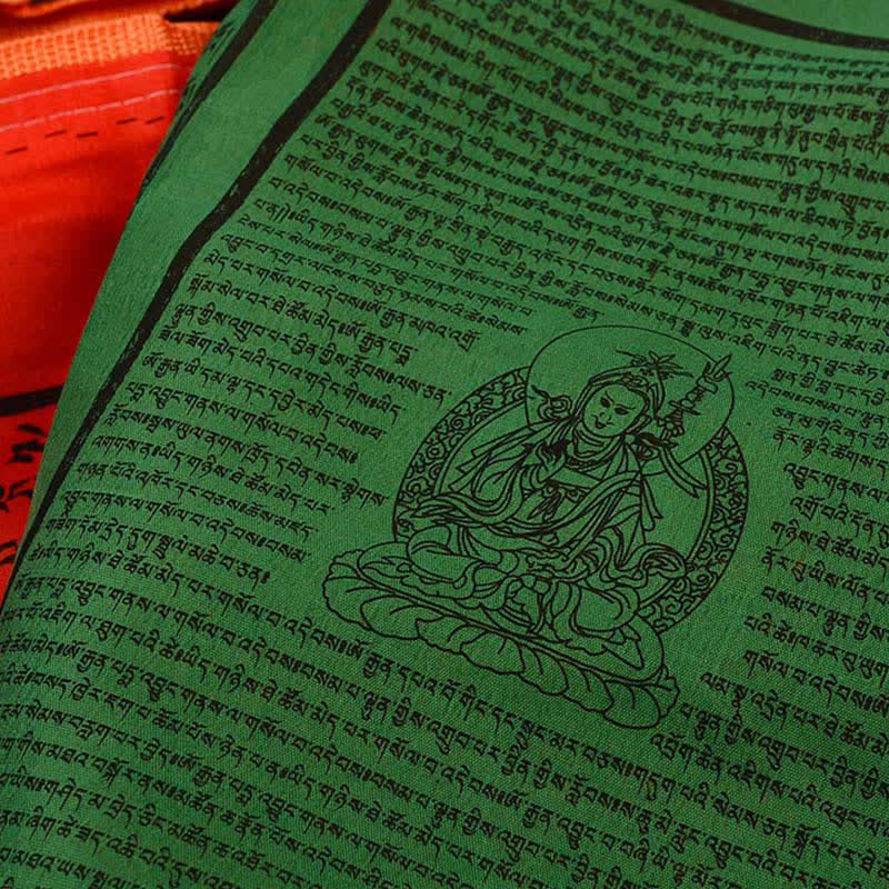 Buddha Stones Drapeaux de prière tibétains porte-bonheur à cinq couleurs représentant le cheval du vent (25 pièces) - image 21