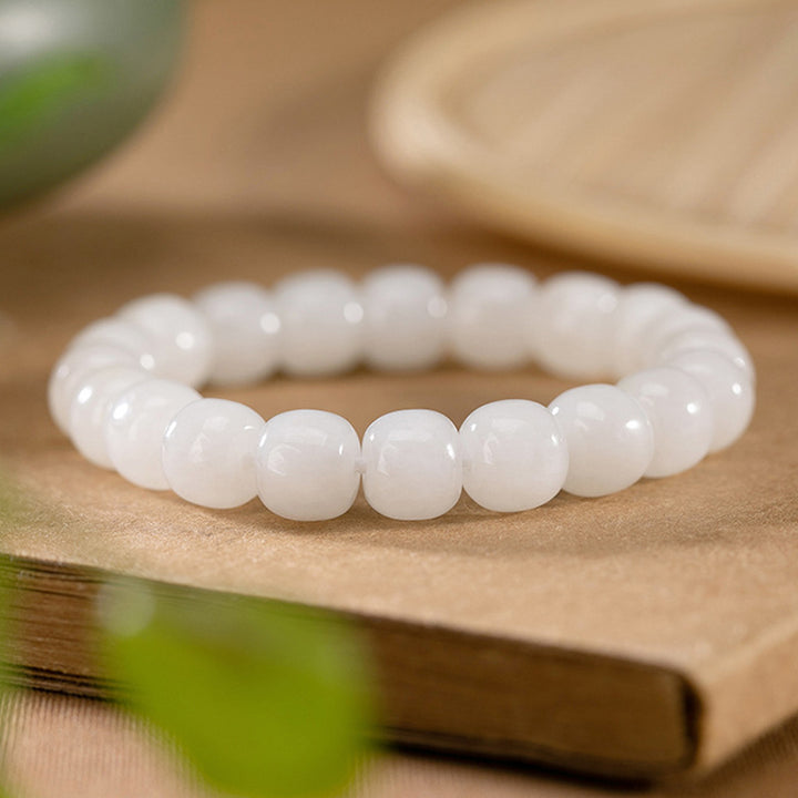 Bracelet de bénédiction du bonheur en jade blanc Hetian Buddha Stones - image 3
