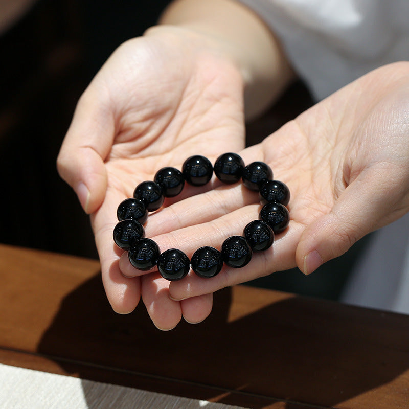 Bracelet porte-bonheur en onyx noir naturel Buddha Stones