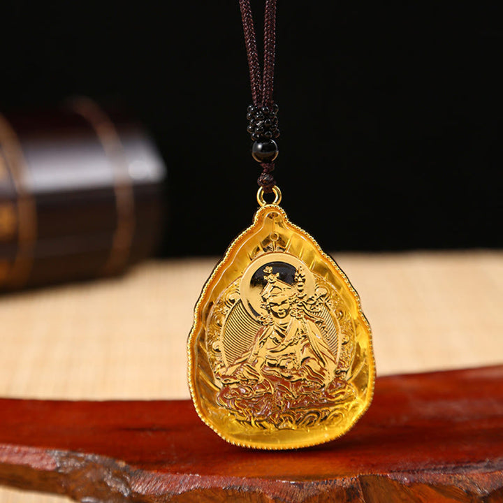 Collier avec pendentif en cristal de sérénité du Bouddha tibétain Liuli - Bouddha jaune - image 7