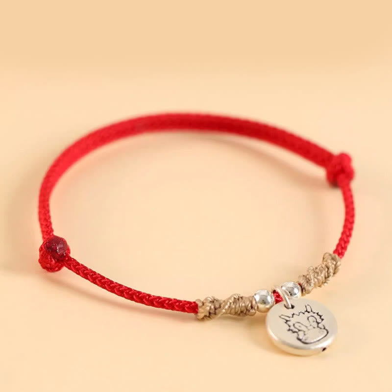 Bracelet tressé en argent sterling 999 fait main avec Buddha Stones Année du Dragon, joli signe du zodiaque chinois - image 2