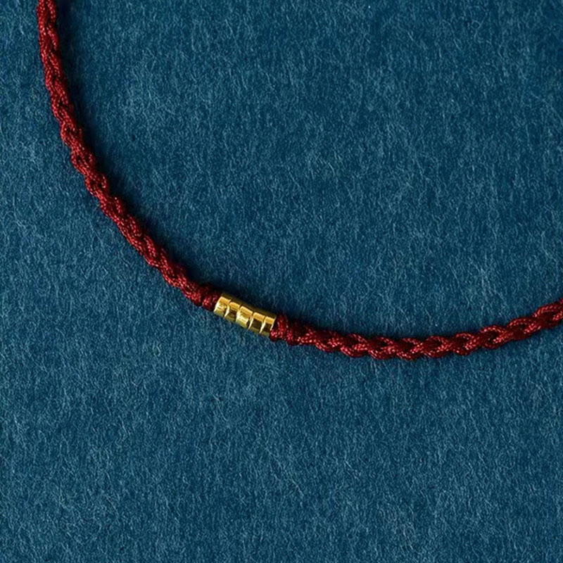 Bracelet de cheville tressé en perles dorées porte-bonheur en argent sterling 925 Buddha Stones