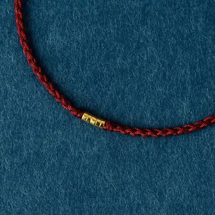 Bracelet de cheville tressé en perles dorées porte-bonheur en argent sterling 925 Buddha Stones