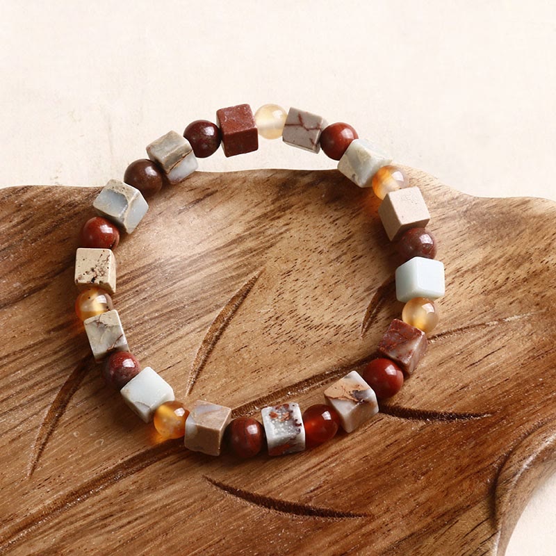 Bracelet de protection en agate et jaspe en Buddha Stones