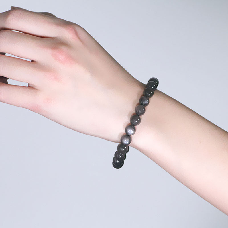 Bracelet de perles d'amour positif en pierre de lune naturelle