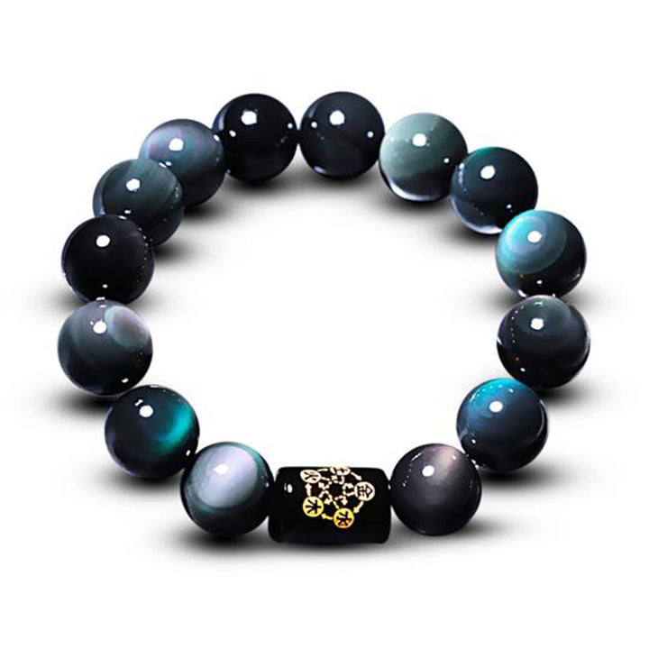 Bracelet de transformation positive en obsidienne arc-en-ciel naturelle de Buddha Stones