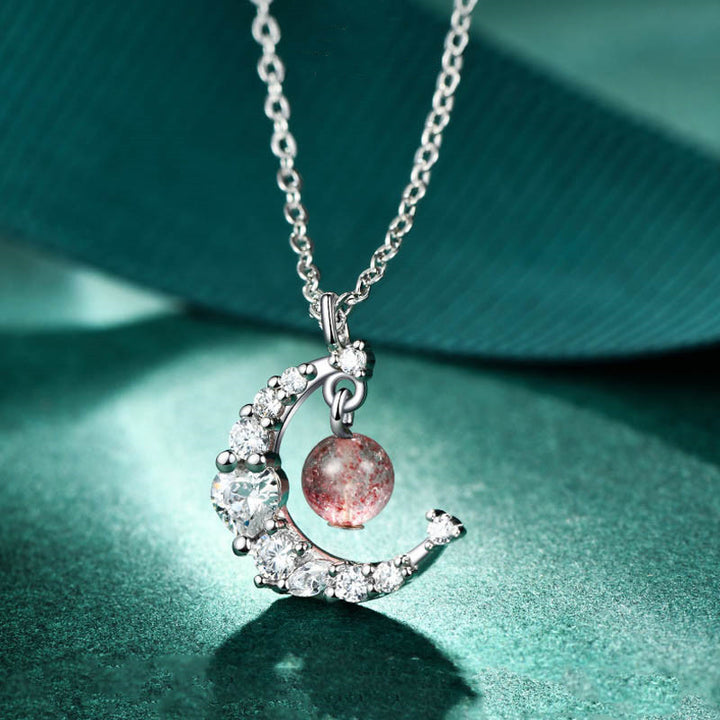 Collier de guérison d'amour en cristal bleu quartz fraise Buddha Stones