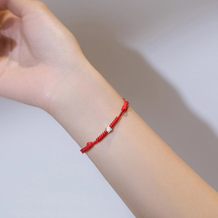 Bracelet tressé en argent sterling 925 avec perles porte-bonheur et protection en fil rouge avec Buddha Stones