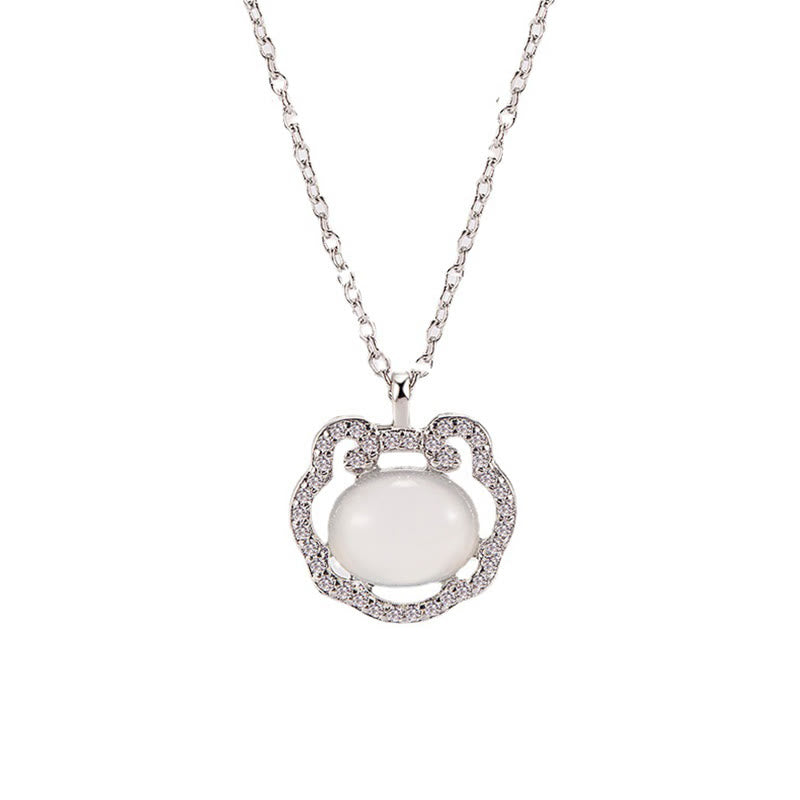 Collier pendentif Buddha Stones Calcédoine Lock of Good Wishes Positive