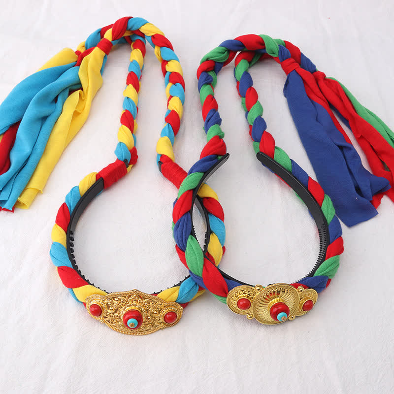 Accessoires pour cheveux en perles à pompon colorées tibétaines - image 1