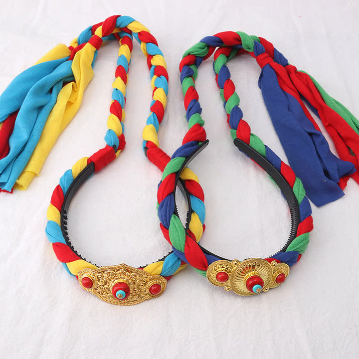 Accessoires pour cheveux en perles à pompon colorées tibétaines - image 1