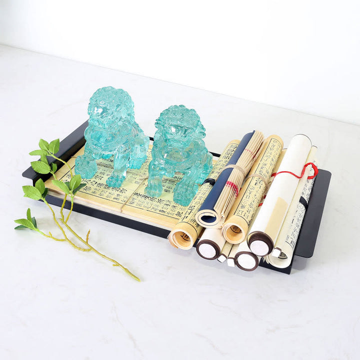 Lot de 2 statues de lion en résine pour décoration de maison ou de bureau