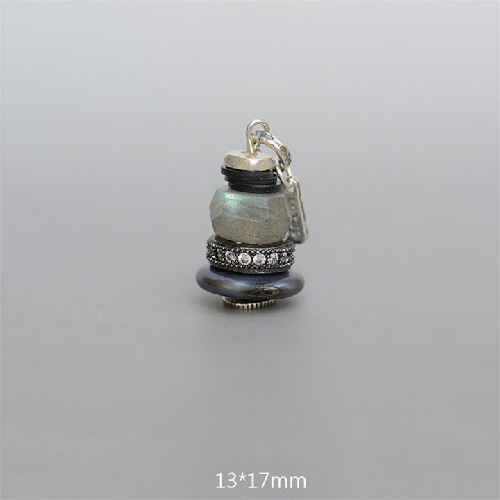 Collier pendentif calme en Buddha Stones Zen Cairn Labradorite Divers cristaux - Pendentif en labradorite 13*17 mm - image 22